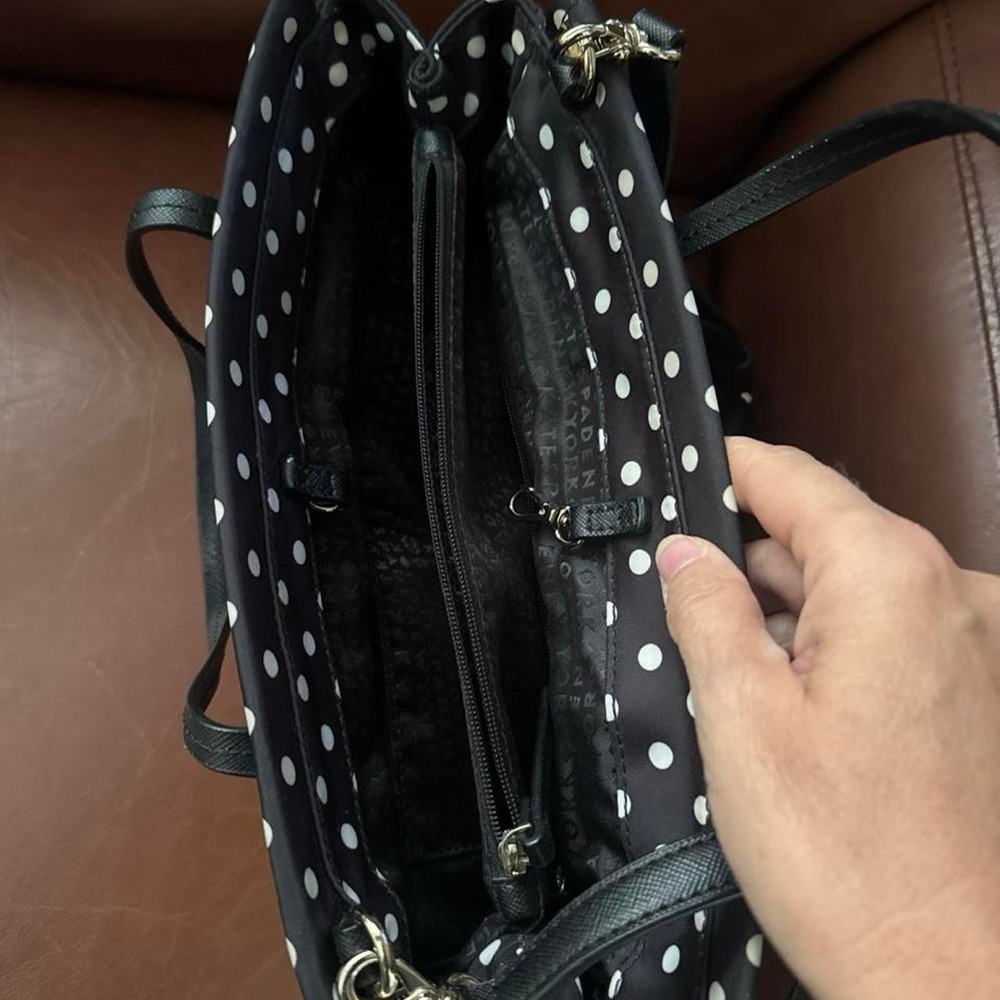 Kate Spade Black White Polka Dot Nylon Satchel Crossbody Bag PXRU4821 - Picture 3 of 3